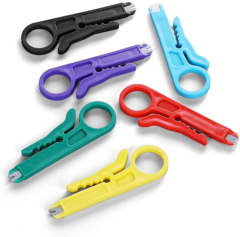 BUSHIBU Mini Wire Stripper, 6 Pcs Network Wire Stripper Punch Down Cutter for Network Wire Cable, RJ45/Cat5/CAT-6 Data Cable, Telephone Cable and Computer UTP Cable - Image 1